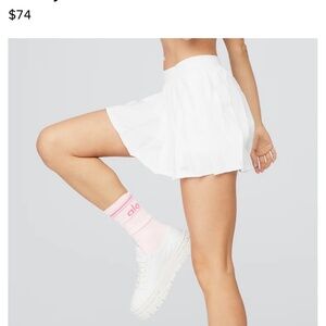 NWOT Alo Yoga Varsity Tennis Skirt. White.